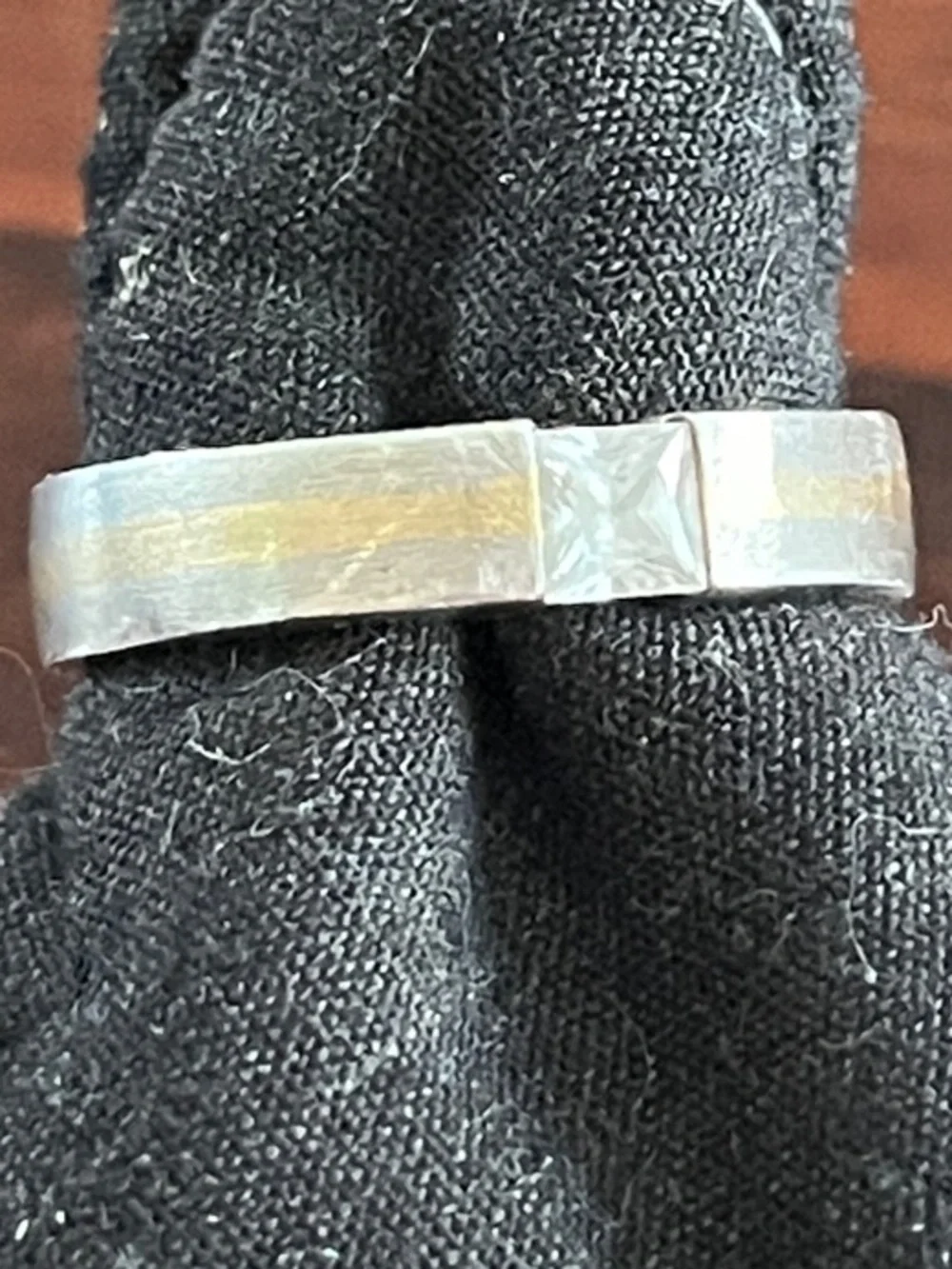 Brilliant Sterling/Gold Channel CZ Ring